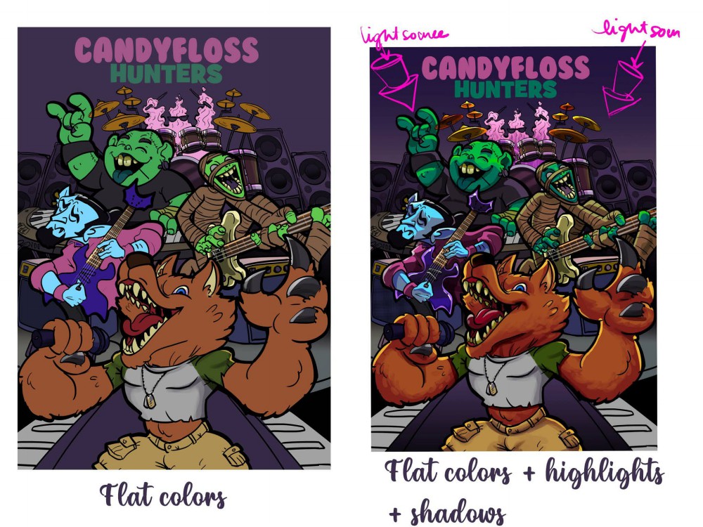 Comic Book Cover Coloring Shadows Highlights